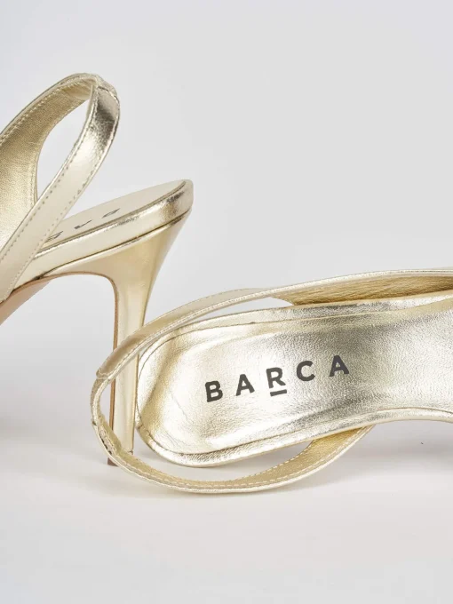 Slingback decoltè tacco 9 cm oro pelle