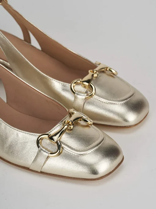 Slingback decoltè tacco 4 cm oro pelle