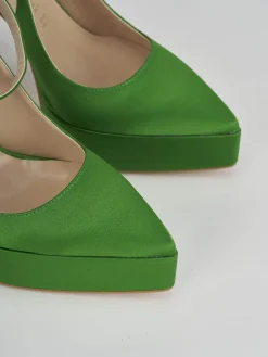 Slingback decoltè tacco 11 cm verde raso