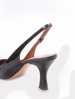 Slingback decoltè tacco 7 cm nero vernice
