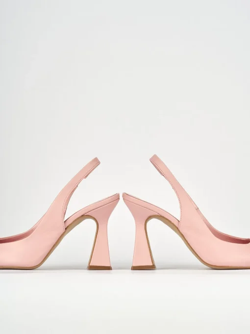 Slingback decoltè tacco 9 cm rosa pelle