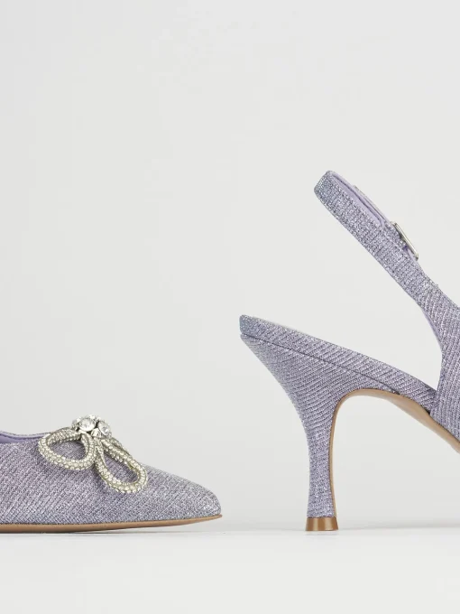 Slingback decoltè tacco 5 cm rosa glitter