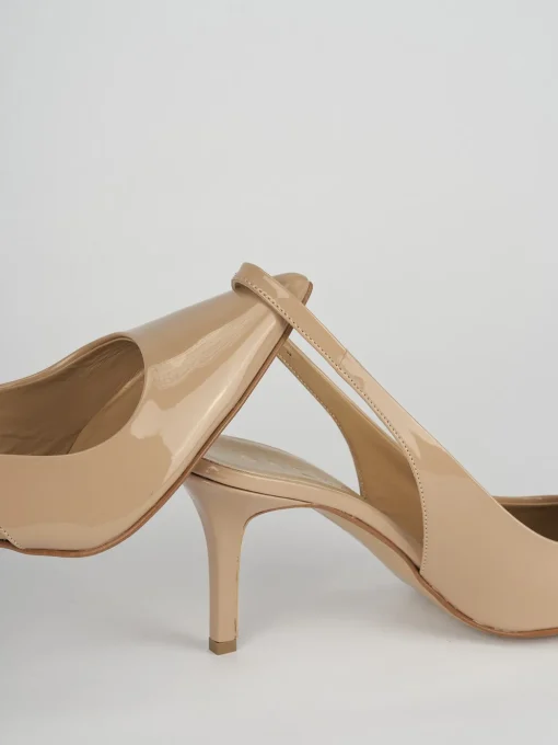 Slingback decoltè tacco 8 cm rosa vernice