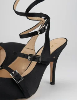 Slingback decoltè tacco 9 cm nero raso