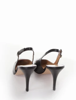 Slingback decoltè tacco 8 cm nero pelle
