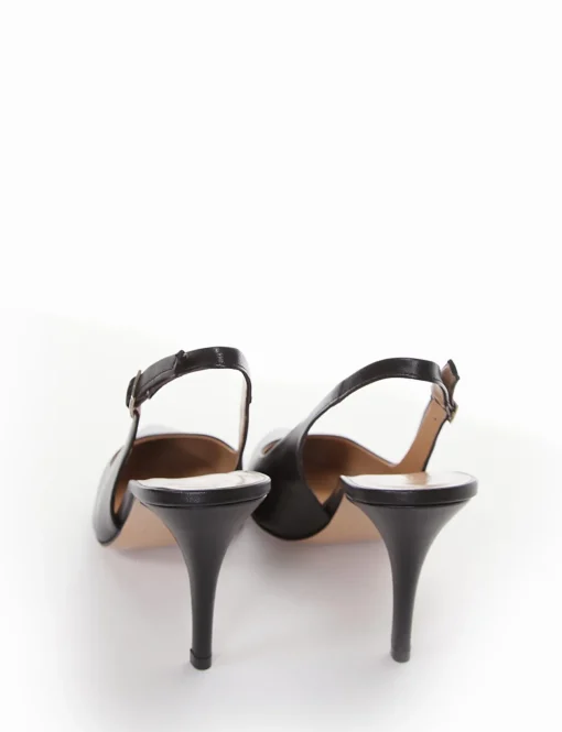 Slingback decoltè tacco 8 cm nero pelle