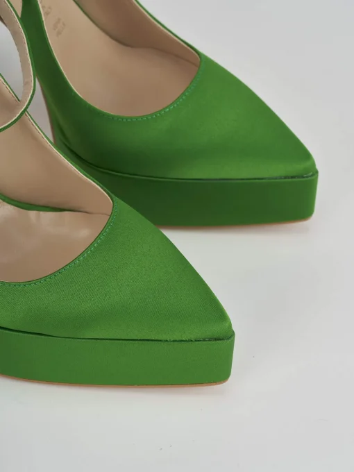 Slingback decoltè tacco 11 cm verde raso
