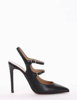 Slingback decoltè tacco 9 cm nero pelle