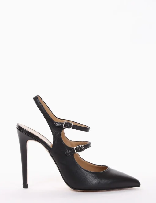 Slingback decoltè tacco 9 cm nero pelle