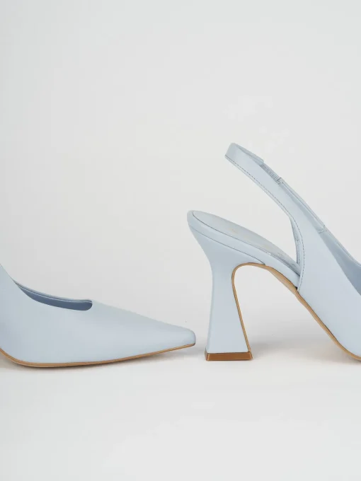Slingback decoltè tacco 9 cm azzurro pelle