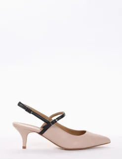 Slingback decoltè tacco 5 cm rosa pelle