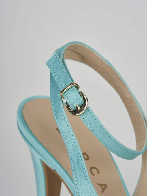 Slingback decoltè tacco 11 cm azzurro raso