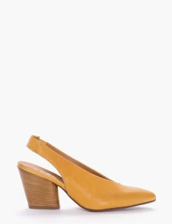Slingback decoltè tacco 8 cm giallo pelle
