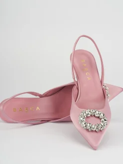 Slingback decoltè tacco 5 cm rosa raso