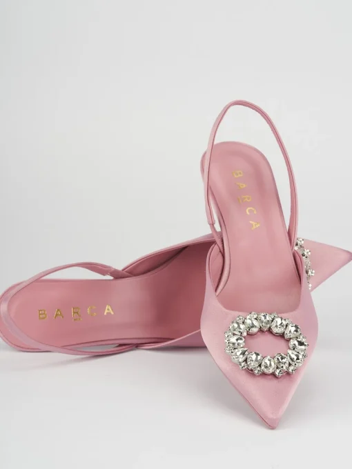 Slingback decoltè tacco 5 cm rosa raso