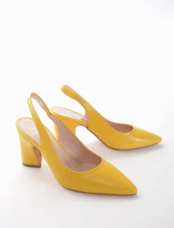 Slingback decoltè tacco 8 cm giallo pelle
