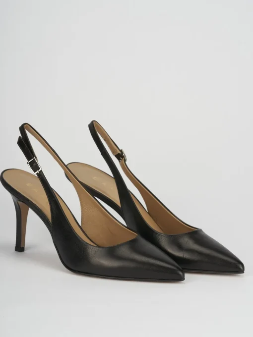 Slingback decoltè tacco 8 cm nero pelle