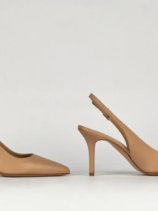 Slingback decoltè tacco 8 cm rosa pelle