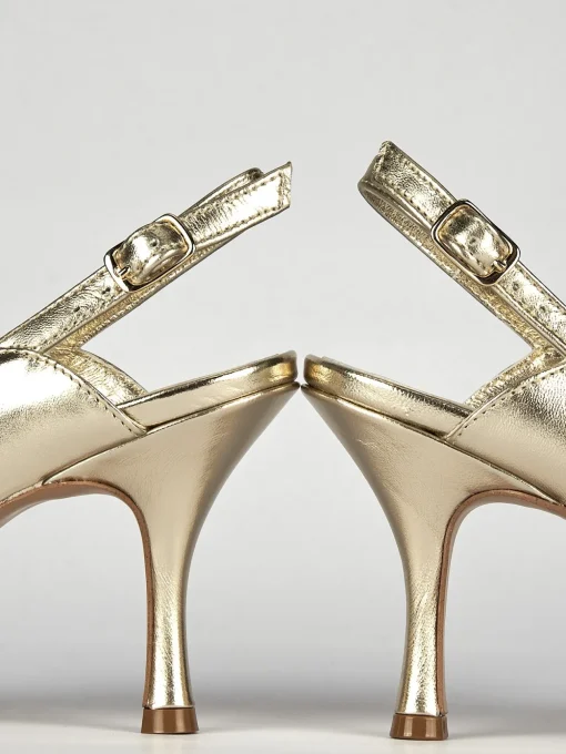 Slingback decoltè tacco 6 cm oro pelle