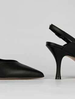 Slingback decoltè tacco 6 cm nero pelle