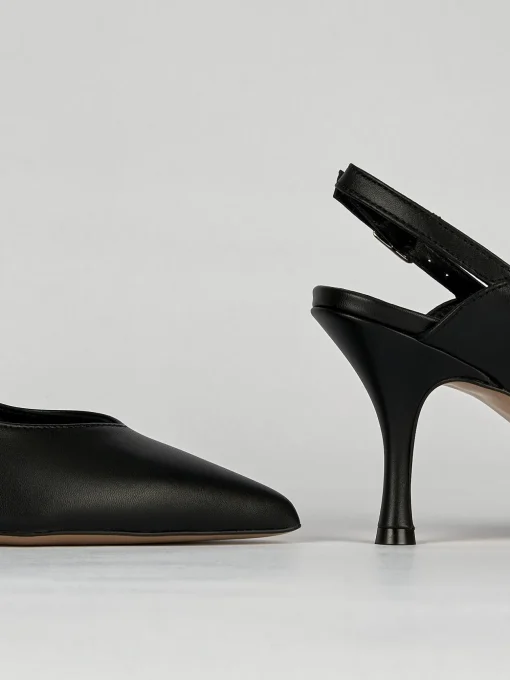 Slingback decoltè tacco 6 cm nero pelle