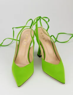 Slingback decoltè tacco 9 cm verde raso
