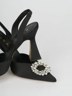 Slingback decoltè tacco 9 cm nero pelle
