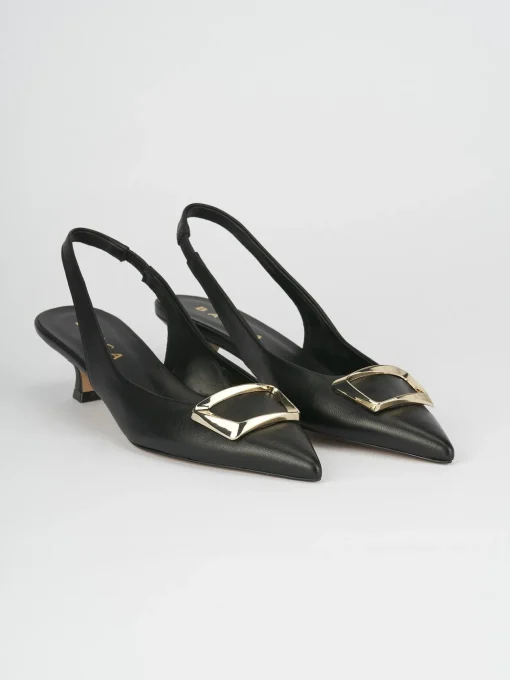 Slingback decoltè tacco 5 cm nero pelle