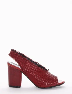 Slingback decoltè tacco 7 cm rosso pelle