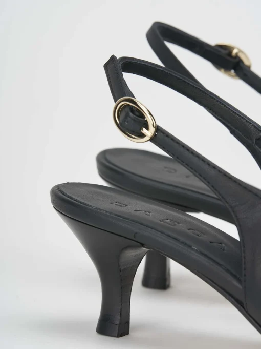 Slingback decoltè tacco 5 cm nero pelle
