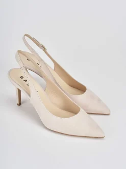 Slingback decoltè tacco 7 cm beige camoscio