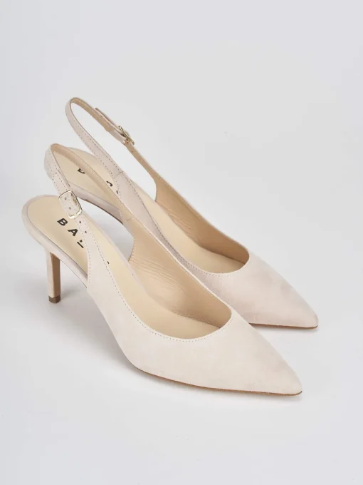 Slingback decoltè tacco 7 cm beige camoscio