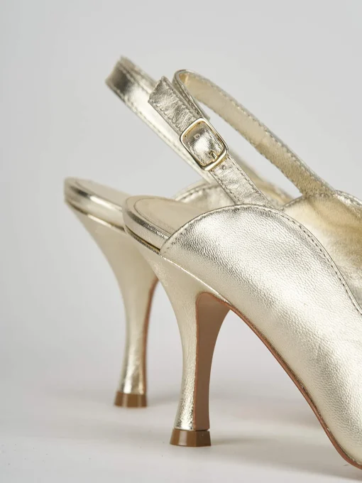 Slingback decoltè tacco 7 cm oro laminato