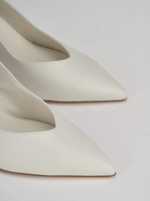 Slingback decoltè tacco 7 cm bianco pelle