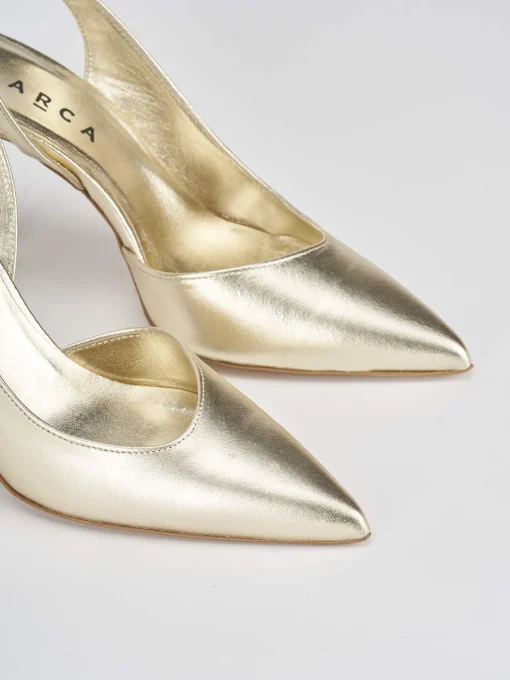 Slingback decoltè tacco 9 cm oro pelle