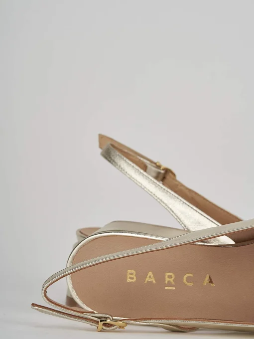 Slingback decoltè tacco 4 cm oro pelle