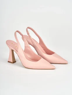 Slingback decoltè tacco 9 cm rosa pelle