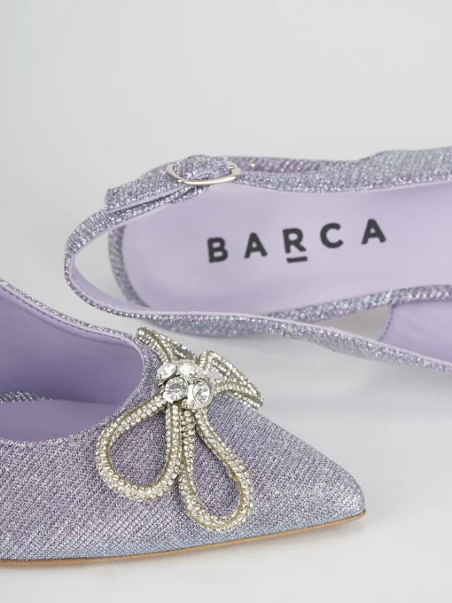 Slingback decoltè tacco 5 cm rosa glitter