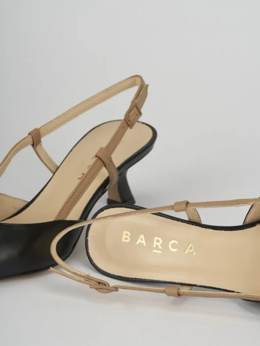 Slingback decoltè tacco 3 cm nero pelle