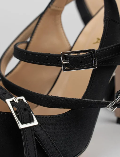 Slingback decoltè tacco 9 cm nero raso