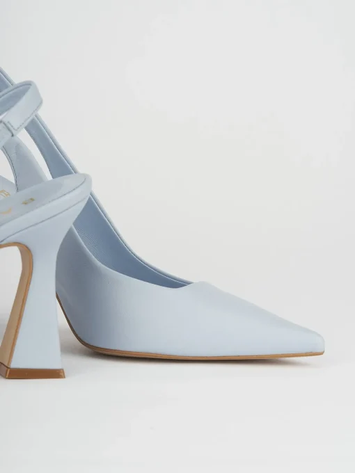 Slingback decoltè tacco 9 cm azzurro pelle