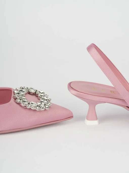 Slingback decoltè tacco 5 cm rosa raso