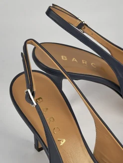 Slingback decoltè tacco 8 cm blu pelle