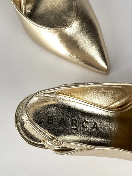 Slingback decoltè tacco 6 cm oro pelle