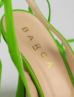 Slingback decoltè tacco 9 cm verde raso