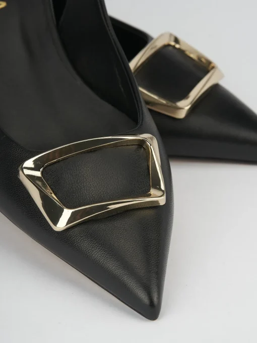 Slingback decoltè tacco 5 cm nero pelle