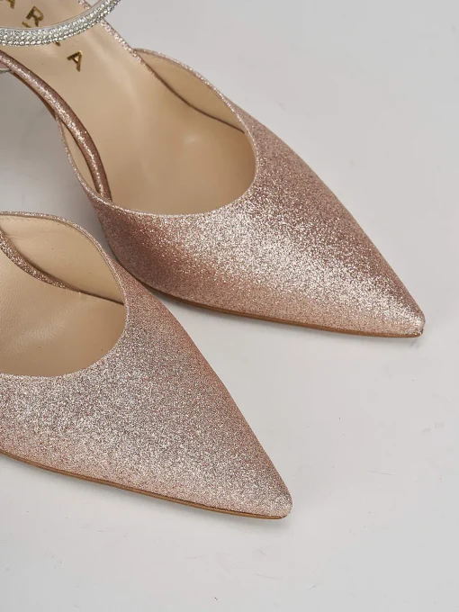 Slingback decoltè tacco 8 cm rosa glitter