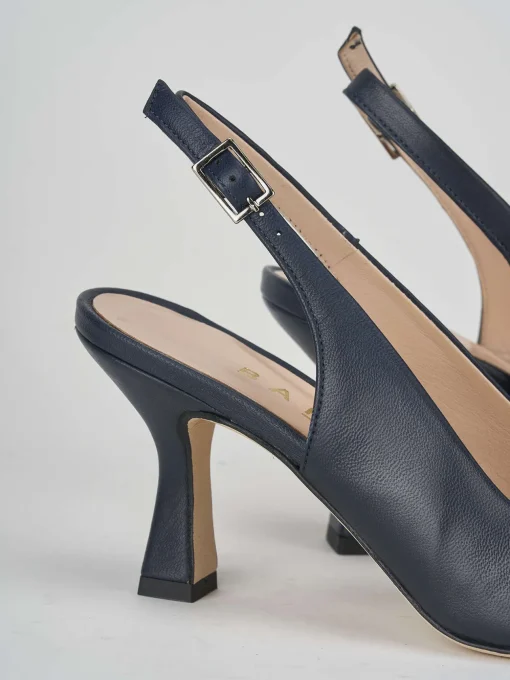 Slingback tacco 7 cm blu pelle