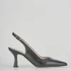 Slingback tacco 7 cm nero pelle