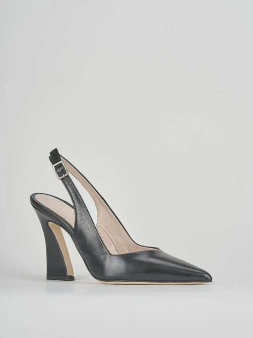 Slingback tacco 9 cm nero pelle